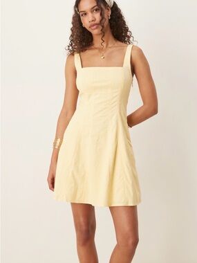 Abercrombie square neck Mila dress in yellow gingham